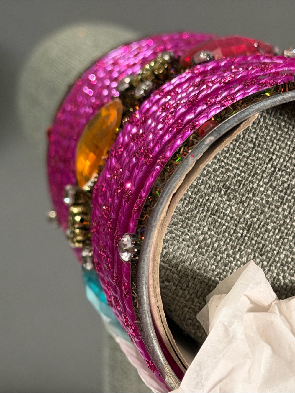 Vibrant Fuchsia Multi-Stone Bangle Set - Picture 4 of 7